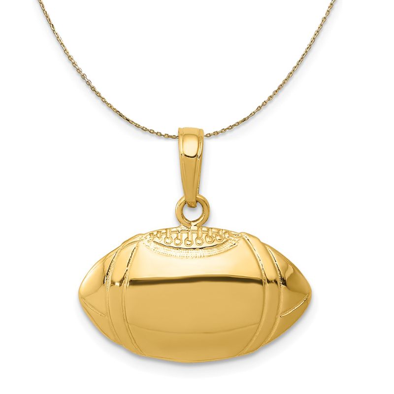 14k Yellow Gold Football Profile Necklace - 20 Inch